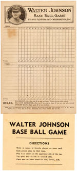 "WALTER JOHNSON BASE BALL GAME."