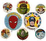 MARVELMANIA SUPER-HERO BUTTON COMPLETE SET.