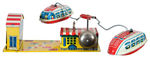 CARNIVAL RIDE WITH ROTATING CARS TIN WIND-UP TOY BY YONE.