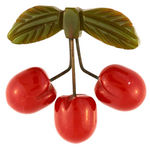 BAKELITE 1930s PIN WITH CHERRY CLUSTER ON WIRE STEMS.