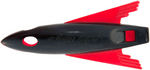 "SPACE SIGNAL" ROCKET SHIP FIGURAL PLASTIC WHISTLE WITH TYPE FACE SIMILAR TO SPACE PATROL.