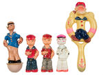 POPEYE FIVE-PIECE CELLULOID FIGURE LOT.