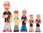 POPEYE FIVE-PIECE PLASTER FILLED CELLULOID LOT.