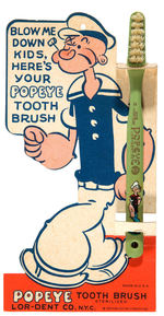 1930s “POPEYE TOOTHBRUSH” ON DIE-CUT STORE CARD.