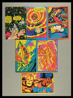 PSYCHEDELIC BLACK LIGHT MARVEL POSTER/GREETING CARD LOT.