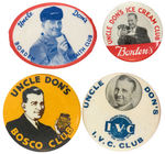 UNCLE DON COLLECTION OF EIGHT CLUB BUTTONS FROM THE 1930s.  Smallest