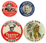 UNCLE DON COLLECTION OF EIGHT CLUB BUTTONS FROM THE 1930s.  Smallest