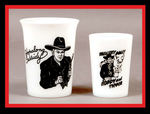 HOPALONG CASSIDY MILK GLASS DRINKING GLASSES.