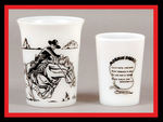 HOPALONG CASSIDY MILK GLASS DRINKING GLASSES.