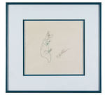 THE FLINTSTONES - DINO FRAMED PRODUCTION DRAWING SIGNED BY MEL BLANC.