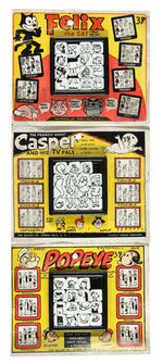 FELIX/POPEYE/CASPER SLIDING TILE PUZZLES ON STORE CARDS.