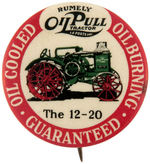 "RUMELY OIL PULL TRACTOR" CLASSIC FARM MACHINE BUTTON.