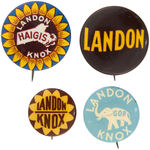 GROUP OF FOUR 1936 LANDON BUTTONS INCLUDING MASSACHUSETTS COATTAIL.