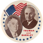 LARGE "TRUMAN AND BARKLEY" JUGATE BUTTON LISTED AS HAKE #3.