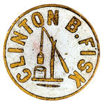 "CLINTON B. FISK" ENAMEL ON BRASS 1888 PROHIBITION PARTY LAPEL STUD.