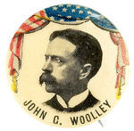 "JOHN C. WOOLLEY" UNLISTED 1900 PRESIDENTIAL PORTRAIT BUTTON.