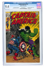 "CAPTAIN AMERICA" #110 FEBRUARY 1969 CGC 9.4 NM (INCREDIBLE HULK APPEARANCE).