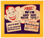 “FREE!  WIN HOWDY DOODY WATER TOYS!” WELCH’S GRAPE JUICE STORE SIGN.