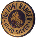 LONE RANGER LATE 1930s BRASS BADGE PLUS "BOSTON AMERICAN" COMIC STRIP PROMO BUTTON.