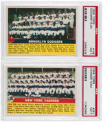 1956 TOPPS NEW YORK YANKEES & BROOKLYN DODGERS TEAM CARDS PAIR PSA NM 7.