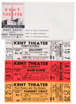 KRNT THEATER UNUSED CONCERT TICKET LOT.