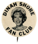 "DINAH SHORE FAN CLUB" RARE PORTRAIT BUTTON.