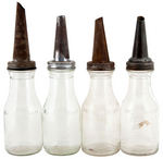 LOT OF 12 GENERIC OIL BOTTLES WITH TWO CARRIERS.