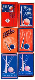 NYWF 1939 LOT OF SEVEN BOXED CARD DECKS INCLUDING TRICK DECK.