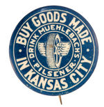 “MUEHLEBACH'S PILSNER” KANSAS CITY BEER BUTTON.