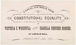 RARE WOMAN'S SUFFRAGE RELATED VICTORIA WOODHULL AND ISABELLA BEECHER HOOKER SINGLE DAY EVENT TICKET.