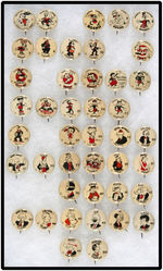 WESTERN THEATER 43 OF 50 COMIC CHARACTER BUTTONS WITHOUT YELLOW ACCENT.