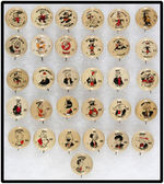 WESTERN THEATER SMALL SIZE VARIETY COMIC CHARACTER BUTTONS 31 OF 50 IN SET.