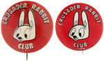 "CRUSADER RABBIT CLUB" PAIR OF RARE CLUB BUTTONS IN CELLO AND LITHO.