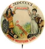 OUTSTANDING RAILROAD BUTTON WELCOMING THE 20TH CENTURY.