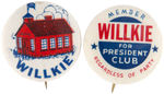 PAIR OF SCARCE 1" WILLKIE CAMPAIGN BUTTONS.