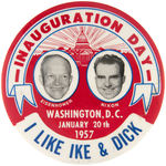 “EISENHOWER NIXON INAUGURATION DAY” 1957 JUGATE BUTTON.