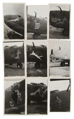 WWII BOMBER CANDID/REAL PHOTO LOT OF 26 INCLUDING MANY WITH  PIN-UP NOSE ART.