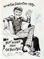 1975 SAN DIEGO COMIC-CON" SIGNED PROGRAM/JACK KIRBY 1987 SURPRISE BIRTHDAY PARTY BOOK WITH SKETCHES.