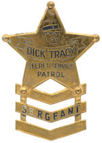 "DICK TRACY SECRET SERVICE PATROL" THREE LARGE PREMIUM BADGES.