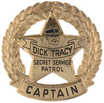 "DICK TRACY SECRET SERVICE PATROL" THREE LARGE PREMIUM BADGES.