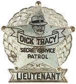 "DICK TRACY SECRET SERVICE PATROL" THREE LARGE PREMIUM BADGES.