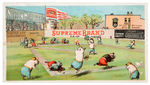 "SUPREME BRAND LEAF LARD" BASEBALL THEMED FRAMED STORE SIGN W/MATCHING TRADE CARD.