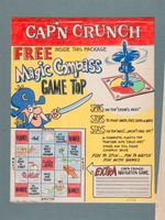 "CAP'N CRUNCH MAGIC COMPASS GAME TOP" CEREAL BOX BACK PROTOTYPE ART.