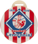 "BASEBALL CENTENNIAL 1839/1939" CELLULOID GAME SCORER QUAKER CEREALS PREMIUM WATCH FOB.