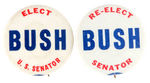 PAIR OF "ELECT" AND "RE-ELECT" BUTTONS FOR CONNECTICUT SENATOR PRESCOTT BUSH.