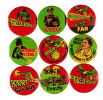 "THE GREEN HORNET" COMPLETE SET OF NINE BUTTONS FROM 1966.