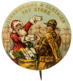 CLASSIC WORLD WAR I SANTA DISTRIBUTING PRESENTS TO SOLDIERS BUTTON.