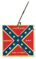 “JACKSON MONUMENT DAY” CONFEDERATE FLAG CARDBOARD WITH STICKPIN.