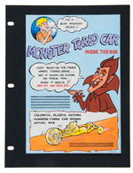 COUNT CHOCULA "MONSTER TURBO CAR" CEREAL BOX BACK PROTOTYPE ART.