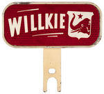 "WILLKIE" 1940 LICENSE PLATE ATTACHMENT.